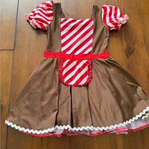 Brown and Red Striped Gingerbread Kids Costume